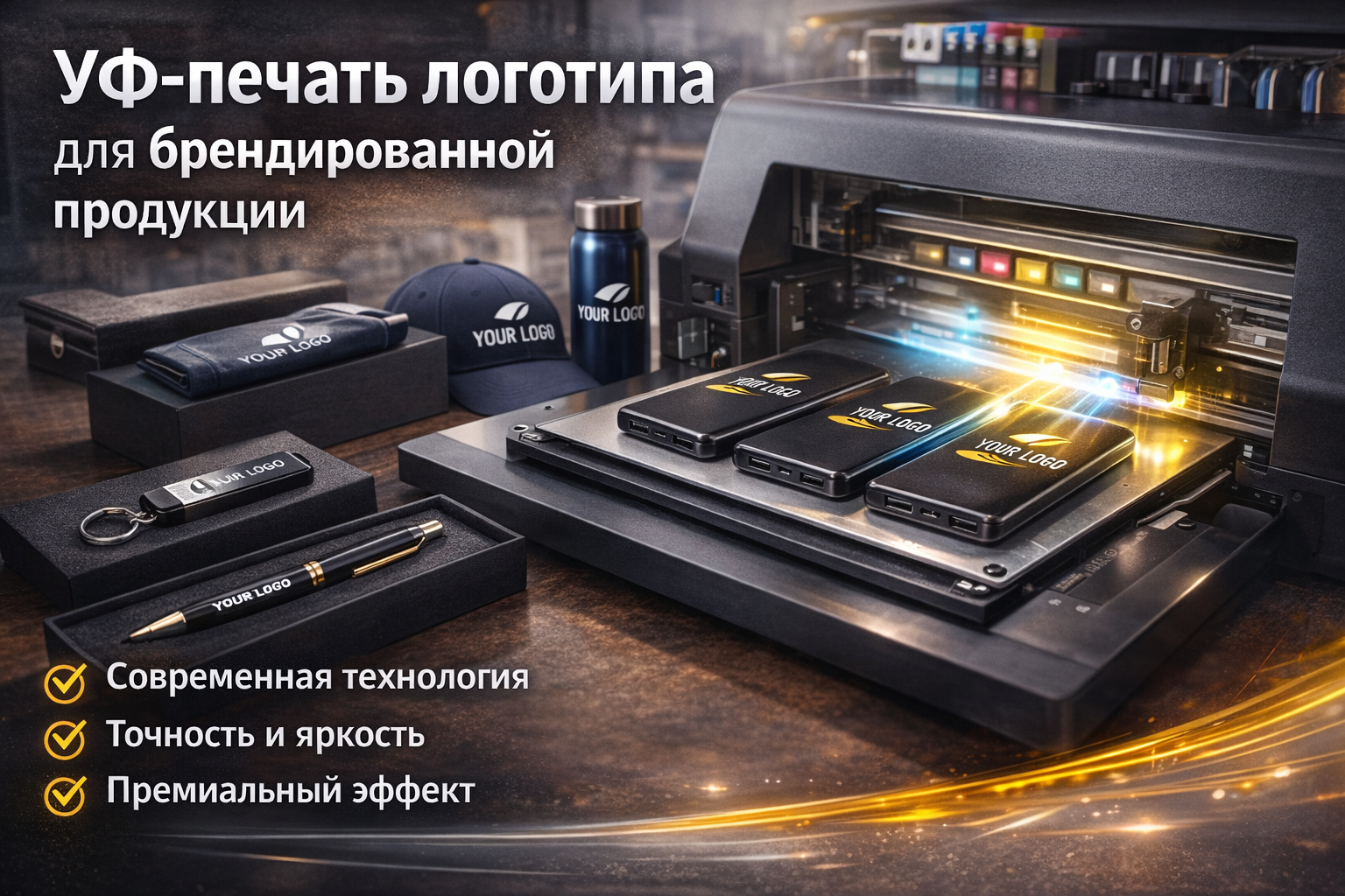 уф печать логотипа для брендированной продукции