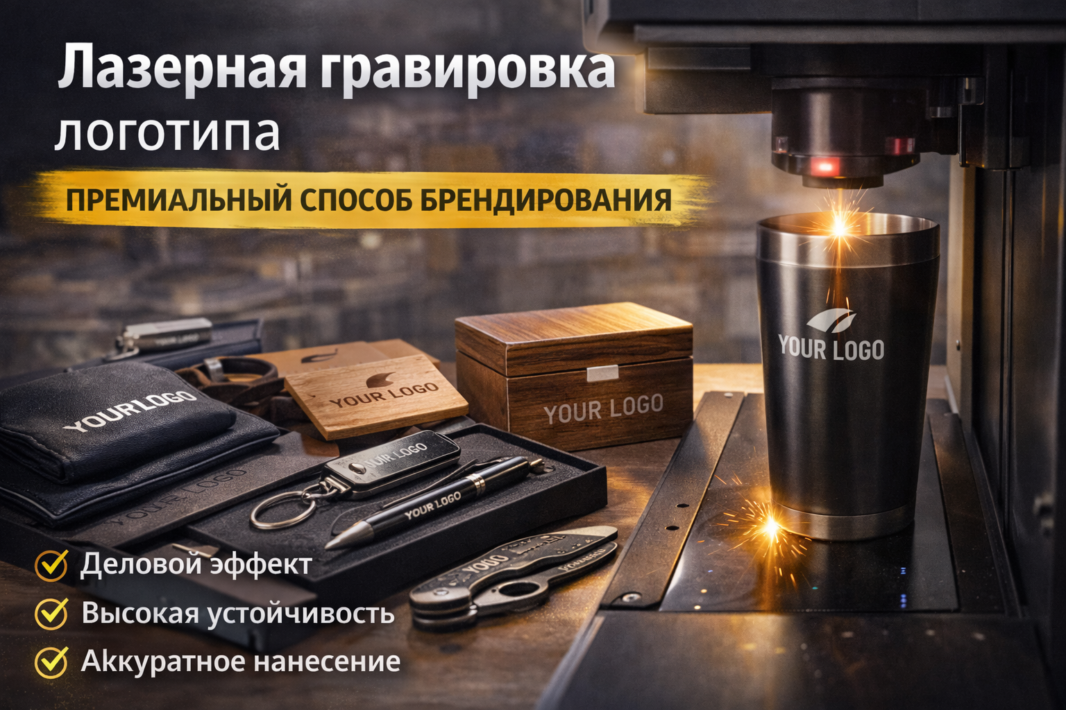 лазерная гравировка логотипа способ брендирования