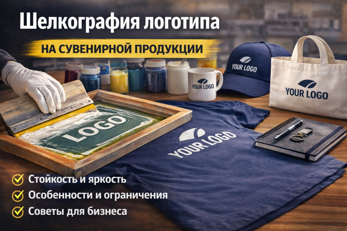 шелкография логотипа на сувенирной продукции