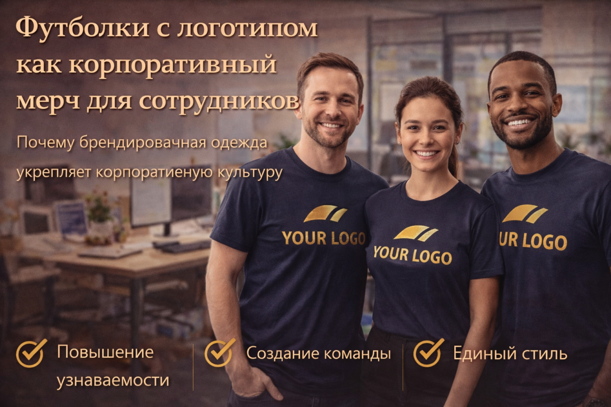 футболки с логотипом как корпоративный мерч для сотрудников брендированная одежда