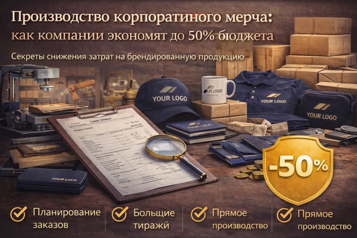 корпоративный мерч с логотипом производство как сэкономить бюджет до 50 процентов