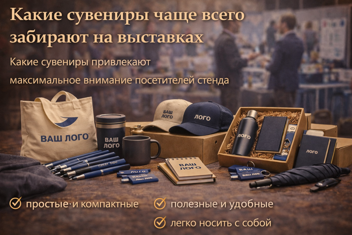какие сувениры чаще всего забирают на выставках ручки блокноты и сумки для промо стенда