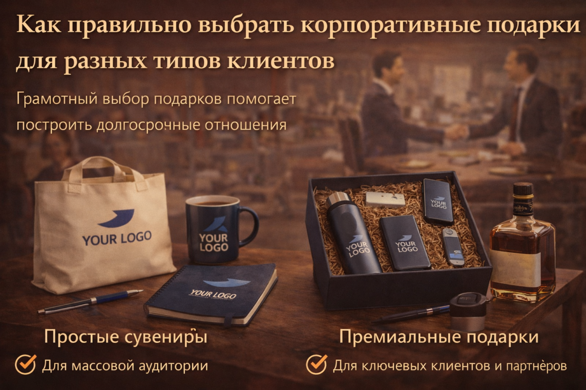 корпоративные подарки для разных типов клиентов брендированные сувениры для бизнеса