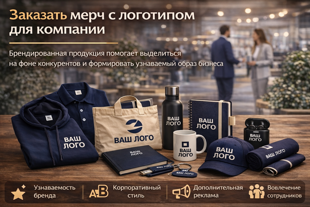 заказать мерч с логотипом для компании брендированная продукция для бизнеса